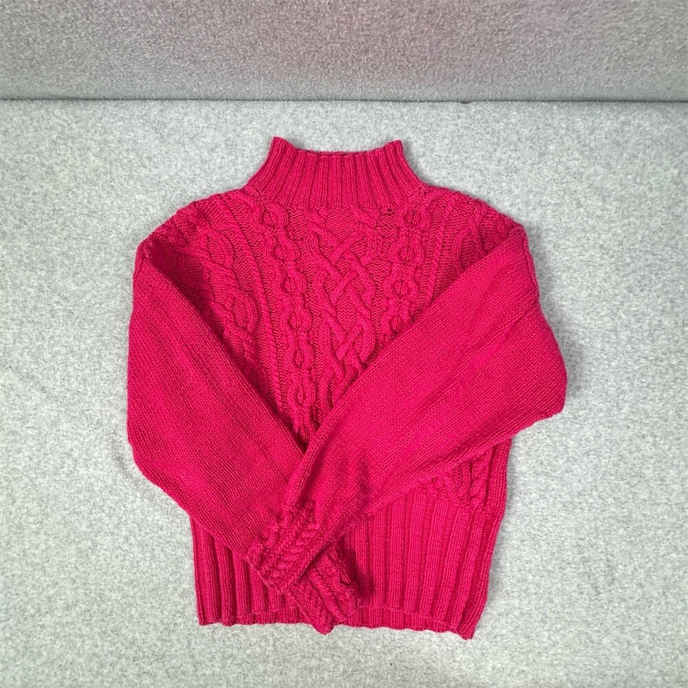 Vintage 80s Rafferty Sweater Womens L Hot Pink Cable Knit